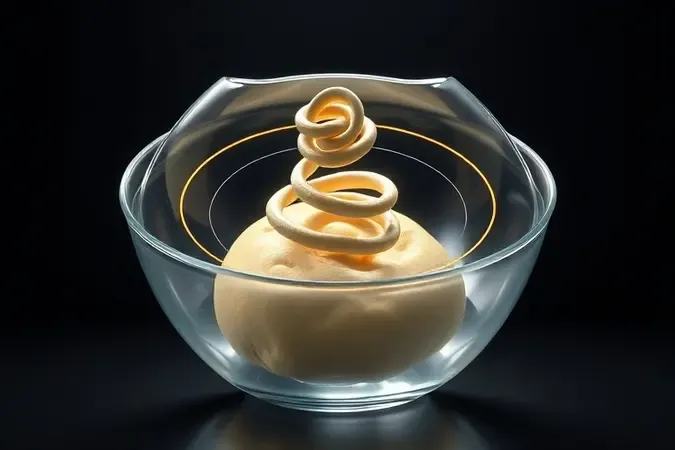 Representação 3D do movimento planetário da batedeira sovando massa de pão com gancho espiral.