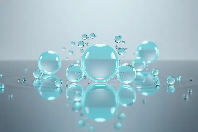 Render 3D de moléculas de ozônio interagindo com gotas de água