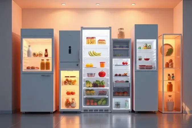 Conceito 3D de capacidade e organização interna de armazenamento para diferentes tamanhos de família.