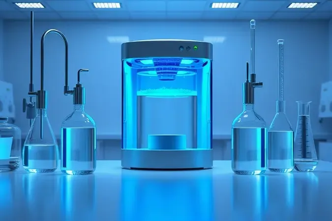 Laboratório moderno analisando purificador de água para certificação de qualidade
