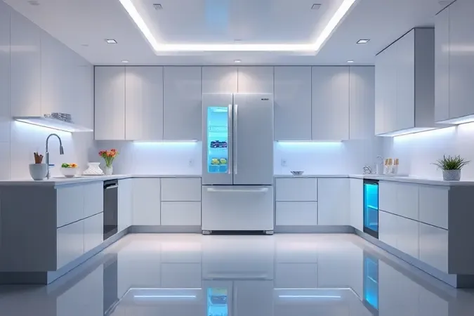 Geladeira moderna sem marca em cozinha minimalista com iluminação suave para ilustrar escolha custo-benefício.
