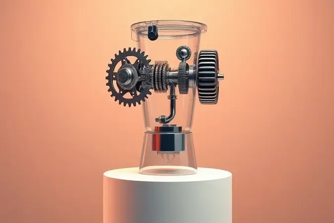 Ilustração 3D conceitual destacando a potência do motor e estrutura de um liquidificador para massas pesadas.