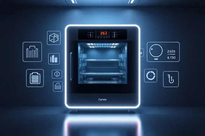 Ilustração 3D conceitual com elementos visuais representando capacidade e potência de eletrodomésticos.