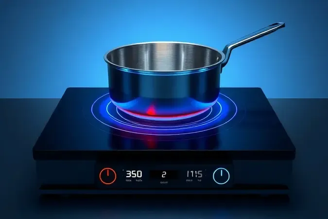 Corte esquemático mostrando funcionamento da indução eletromagnética no cooktop