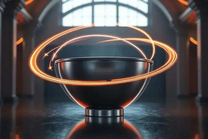 Ilustração conceitual em 3D demonstrando o movimento da órbita planetária de mistura em uma tigela de batedeira.