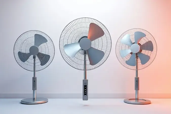 Comparativo conceitual de ventiladores de parede em estúdio clean render 3D