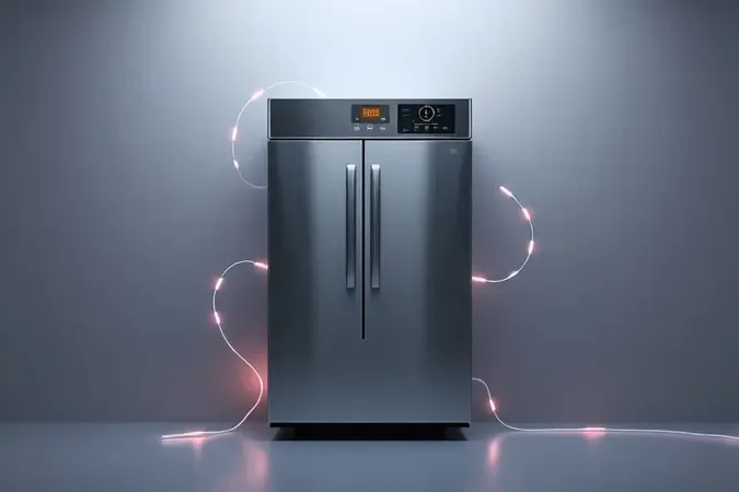 Render 3D conceitual simbolizando eficiência energética e consumo elétrico de equipamento culinário profissional.