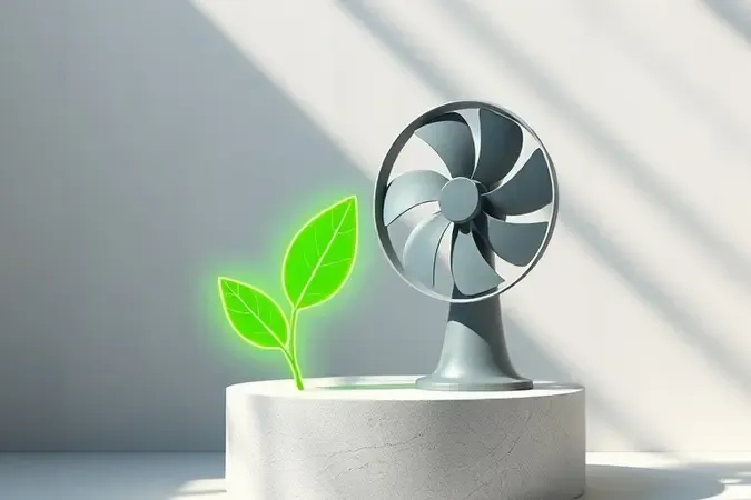Visualização 3D de eficiência energética e baixo consumo em ventiladores.