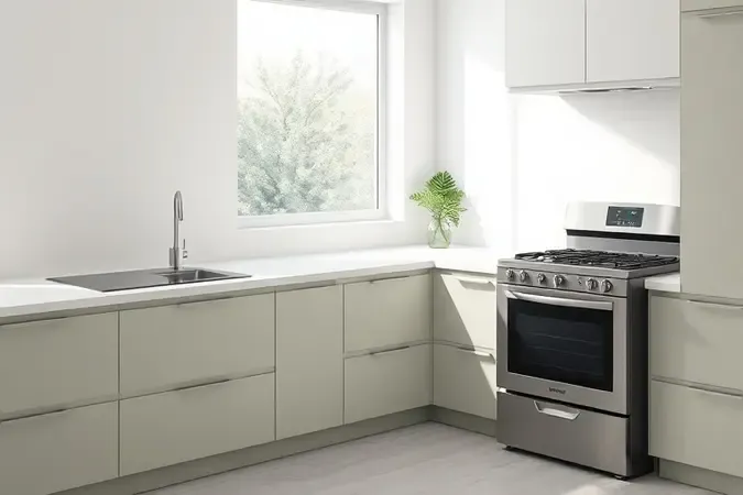 Cooktop embutido comparado a fogão tradicional em cozinha moderna e minimalista