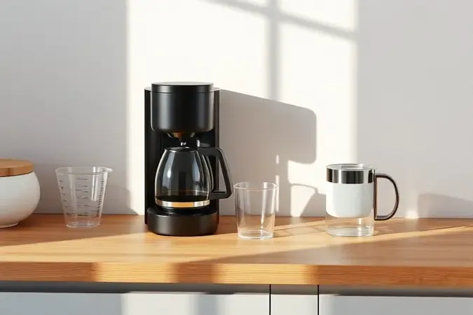 Cafeteira compacta e espumador de leite em cozinha moderna para escolha do modelo ideal.