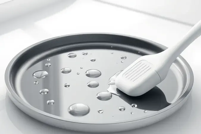 Ilustração 3D conceitual sobre preservação e limpeza de revestimento antiaderente em placas de grill.