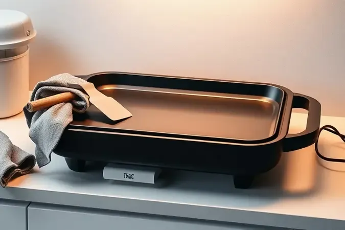 Cuidados com superfície antiaderente de sanduicheira grill em render 3D