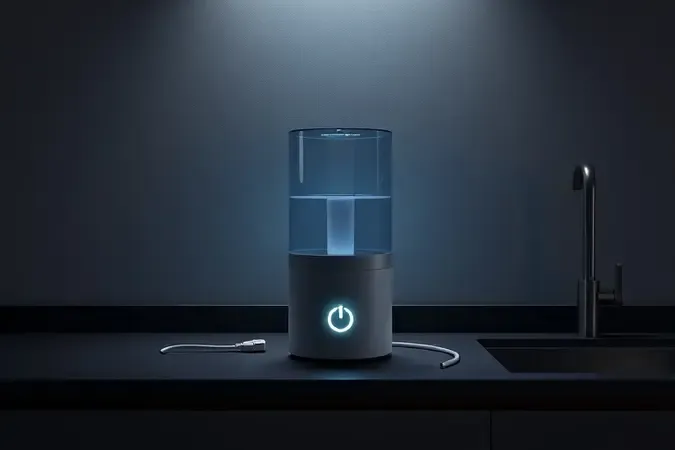 Purificador de água com dependência de energia elétrica em cena conceitual 3D