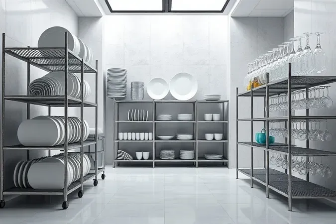 Racks e cestos para dimensionamento de capacidade em lava-louças de cozinha industrial.