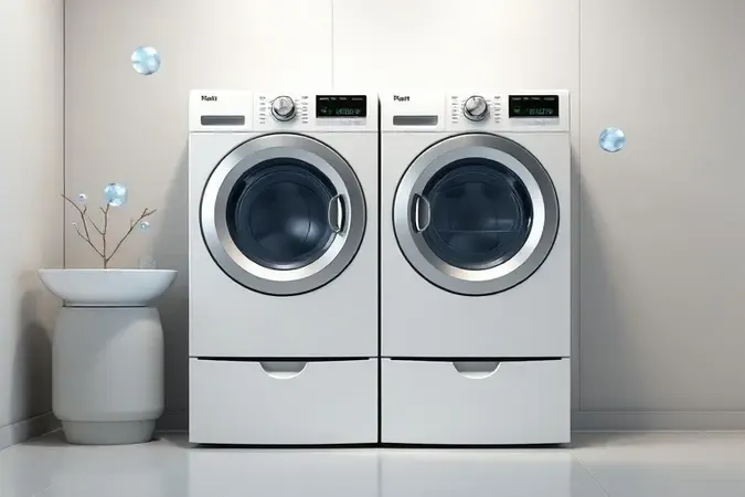 Conceito de eficiência com lava e seca e elementos abstratos de água e energia