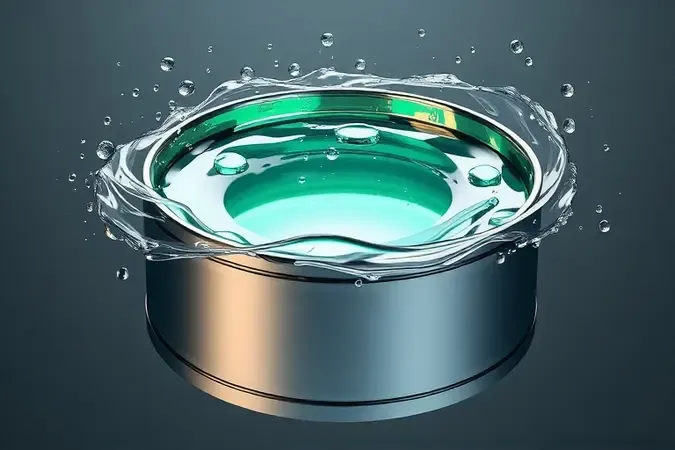Visualização conceitual em 3D sobre economia de água e eficiência energética em lavadoras de roupas de alta capacidade.