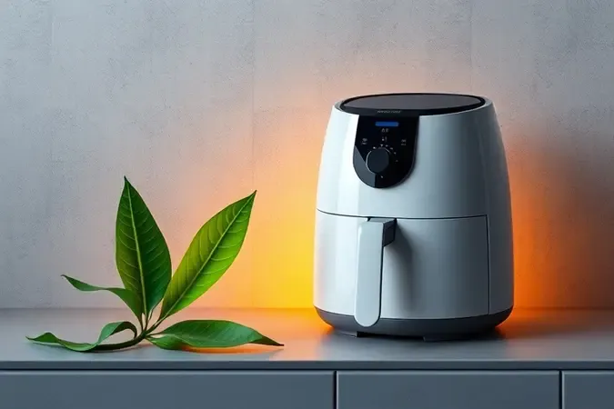 Ilustração conceitual 3D de eficiência energética e sustentabilidade em eletrodomésticos de cozinha.