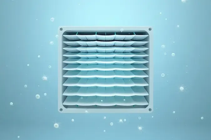 Ilustração 3D de filtro HEPA capturando ácaros e pelos finos de animais domésticos.