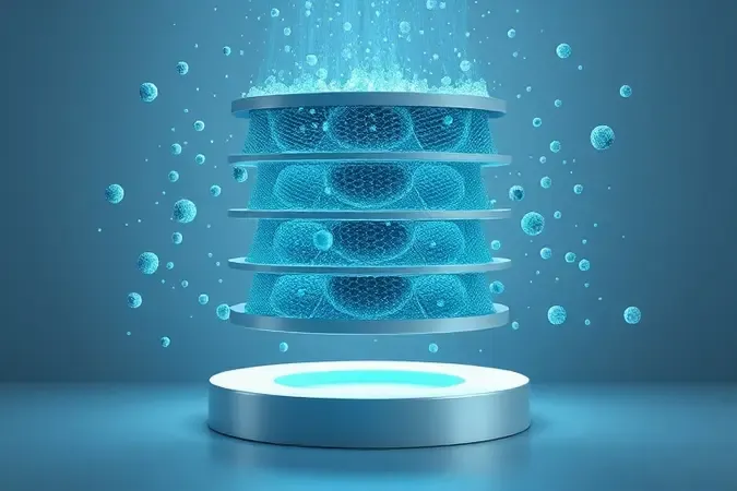Ilustração 3D conceitual de um sistema de filtragem HEPA capturando micropartículas e pelos no ar.
