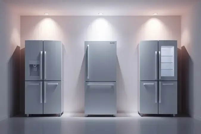 Modelos conceituais de formatos de geladeira duplex inverse e french door.