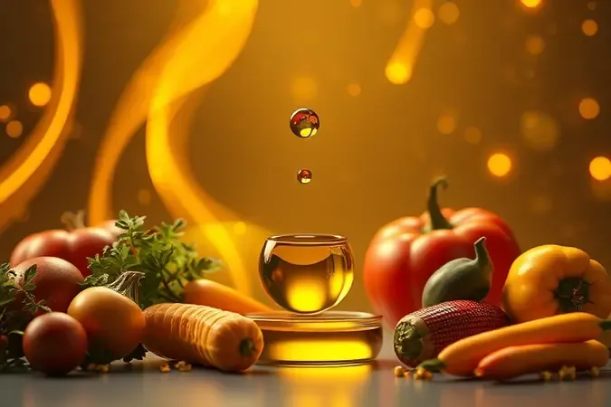 Ilustração conceitual em 3D de alimentação saudável e preparo com fluxo de ar quente.