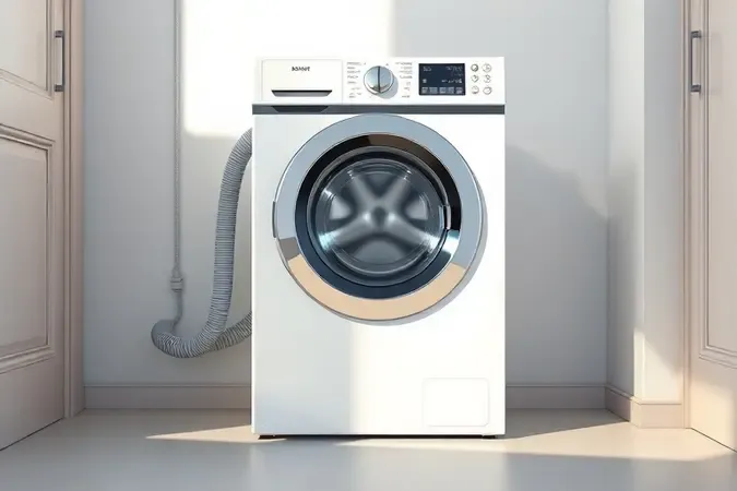 Instalação de lavadora em área de serviço moderna em render 3D conceitual