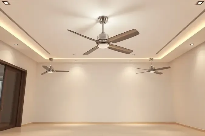 Renderização 3D de instalação segura de ventiladores de parede e teto em ambiente clean.