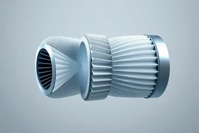 Visualização 3D conceitual explodida do sistema de filtragem HEPA de aspirador profissional, destacando camadas e durabilidade dos filtros.