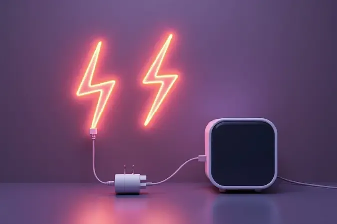 Conceito 3D abstrato de sistema elétrico bivolt e adaptabilidade de voltagem para viagens.