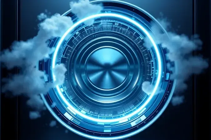 Visualização 3D de tecnologias inovadoras com vapor e sensores para lavagem de roupas.