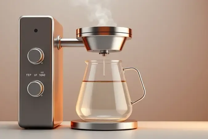 Sistema de aquecimento de água com controle de temperatura em cafeteira conceitual