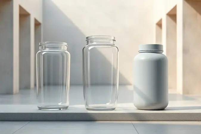 Comparação conceitual em 3D de jarras de liquidificador feitas de vidro, tritan e polímero resistente.
