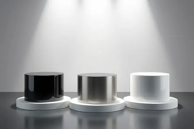 Render 3D comparando acabamentos de mesa de fogão em vidro temperado inox e esmalte.