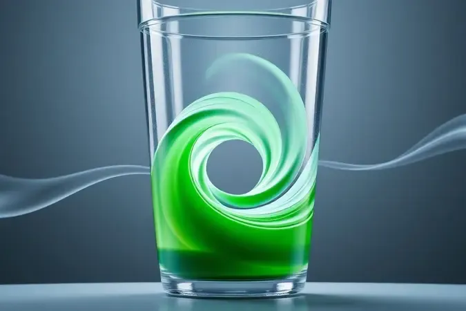 Renderização 3D do vórtice de mistura dentro de copo de vidro de liquidificador ilustrando a ciência da fluidodinâmica